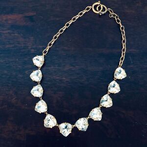 Rhinestone Crystal Jewel Antiqued Gold Vintage Necklace